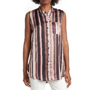 DR2 by Daniel Rainn Sleeveless  Satin button- up  tunic